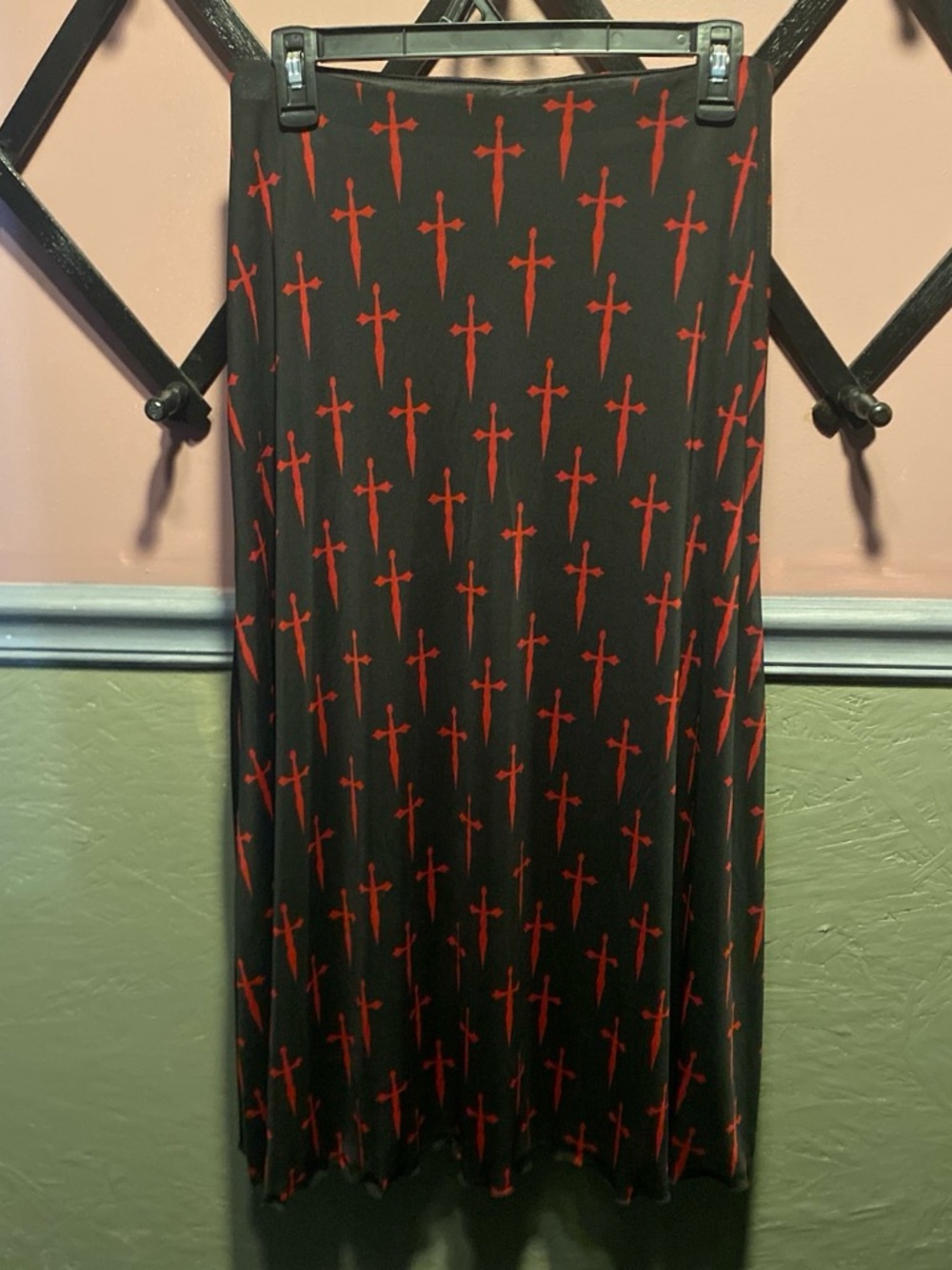 Hot Topic Social Collision Dagger Mesh Midi Skirt